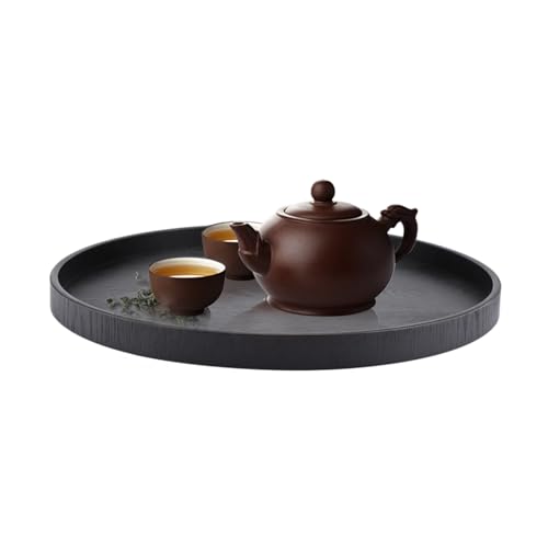 Xiuganpo Tee Tablett, Natürliches Holz-Servierschale, Holzteschablett, Umweltfreundliche Cafés für Restaurants nach Hause für Kantinen (BLACK) von Xiuganpo
