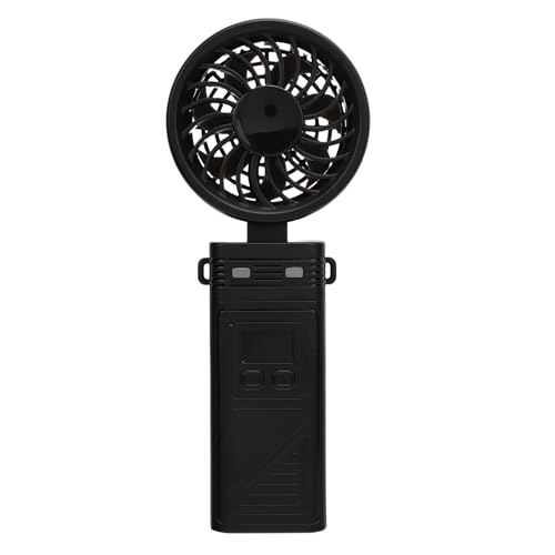 Xiuganpo Tragbarer Handheld -Lüfter, 5200mah Wiederaufladbare Faltbare Lüfter mit 6 Windgeschwindigkeit und Digitalem Display, Abnehmbarer Kopf -Lanyard Als Nackenventilator für Innen-, (BLACK) von Xiuganpo