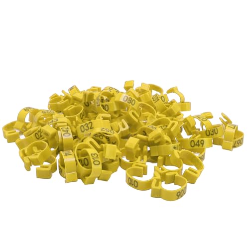 Xiuganpo Vogelbeinbänder, Hühnerbeinbänder 001 Bis 100 für Enten Nummeriert (Yellow) von Xiuganpo