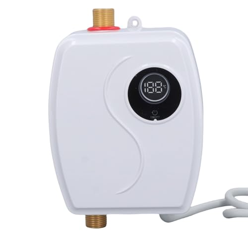 Xiuganpo Warmwasserbereiter, Durchlauferhitzer Unter der Spüle, Elektrischer Sofortwarmwasserbereiter mit Digitalanzeige für Küche, Badezimmer, Waschmaschine, Wohnmobil, (EU -Stecker 220 V) von Xiuganpo