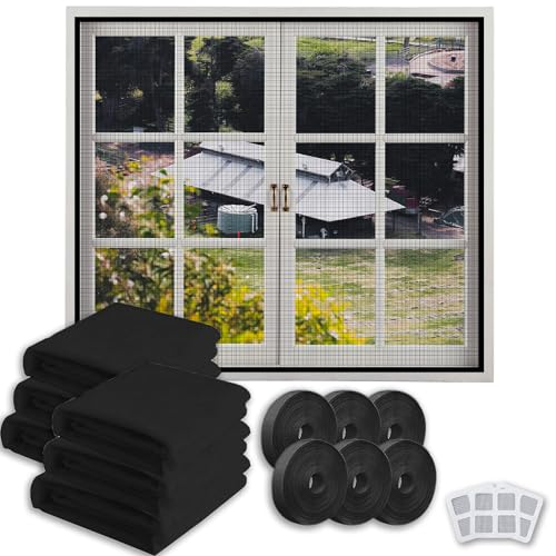 Xiujuers 6 PCS Fliegengitter Fenster, 130 x 150CM Moskitonetze Fenster, Mückenschutz Fenster mit 6 Rollen Selbstklebeband, Insektenschutz Fensternetz,Fliegennetz Fenster, Hält Mücken Draußen (Schwarz) Xiujuers 6 PCS Fliegengitter Fenster, 130 x 150CM Moskitonetze Fenster, Mückenschutz Fenster mit 6 Rollen Selbstklebeband, Insektenschutz Fensternetz,Fliegennetz Fenster, Hält Mücken Draußen (Schwarz) von Xiujuers