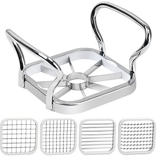 Xiumeso Pommesschneider 5 in 1 Apfelschneider Kartoffelschneider Pommes-Frites Schneider Edelstahl Obstschneider Multifunktionaler Gemüseschneider für Heimwerker, Obst, Gemüse, Kartoffel, Küchenhelfer von Xiumeso