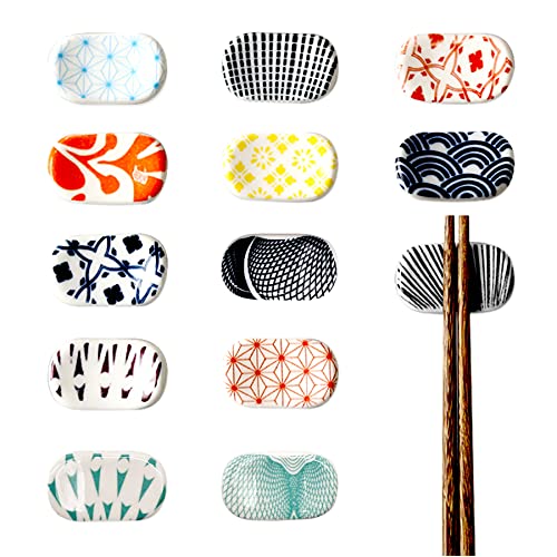 Xiuyer Keramik Stäbchen Halter, Stil Druck Stäbchen Stäbchenhalter Set Stehen Messer Abendessen Löffel Halter Gabel Messer Ständer Gedruckt Glasur Halterung Premium Essstäbchen-Ablagen von Xiuyer