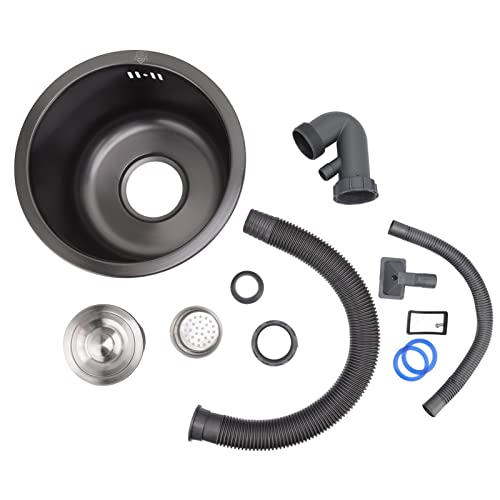 Xixian Undermount Edelstahl Round Küchenspüle 29,8 X 25,5 X 16,5 Cm, Hohe Kapazität, Dual -Mount -Design, Perfekte Entwässerung, Sauber und Trocken, für Zuhause mit (Nano Black King) von Xixian