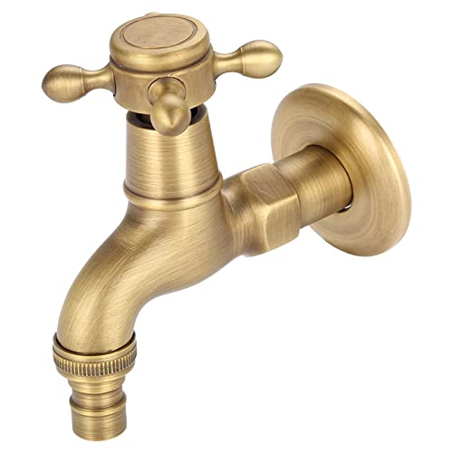 Xixian Vintage Solid Messing Eingriff Wasserhahn, Wandmontagewasserhahn, Korrosionsbeständige Messing -Vintage -Waschmaschine mit G1/2 (Waschmaschinen -Wasserhahn kurz) von Xixian