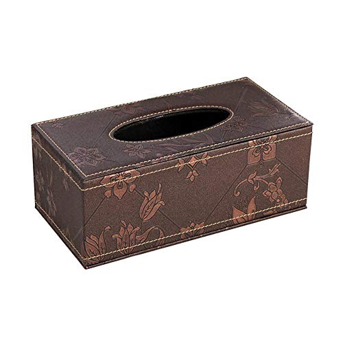 Taschentuchspender, Leder Umweltfreundlich Holz Rechteckige Taschentuchbox Kosmetiktücher Tissue Box Kosmetiktücherbox Tücherbox Kosmetikbox Kosmetiktücher Box für Zuhause Büro Auto Braun von Xixik