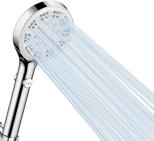Duschkopf Wassersparender, Sparduschkopf, 5 Strahlarten Wassersparender Handbrause Mit Stoppfunktion, Duschbrause mit Antikalk-Funktion, Chrom von Xixitaihao