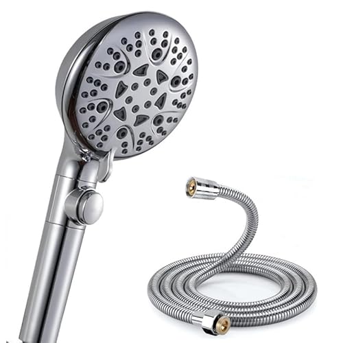 Duschkopf mit Schlauch 1,5 m, Hochdruck Duschbrause mit Schlauch wassersparend, Duschkopf Mit Stoppfunktion, Handbrause mit 8 Strahlarten, Duschbrause mit Antikalk-Funktion, Chrom von Xixitaihao
