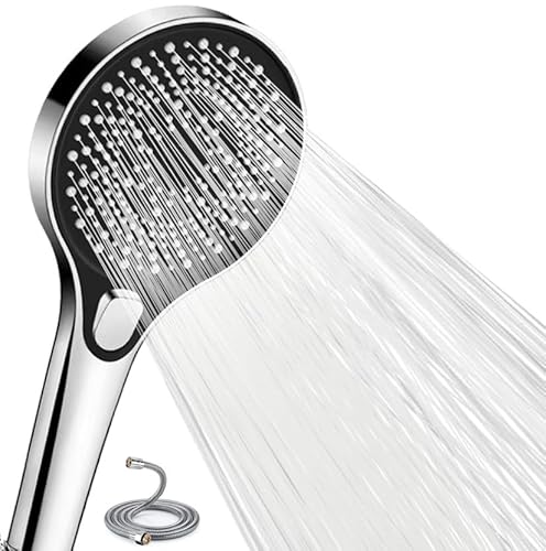 Hochdruck Duschkopf mit Schlauch 1.5m, wassersparender Handbrause mit 3 Strahlarten (Relaxation Version), 120mm Duschbrause mit Antikalk-Funktion, Chrom von Xixitaihao