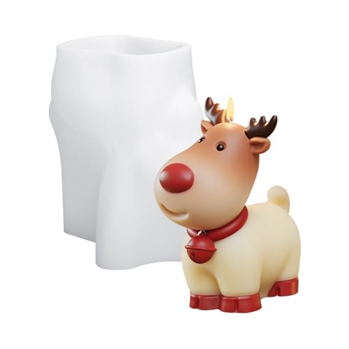 3D Weihnachtshirsch Kerzenform,Weihnachten Hirsch Kerzenform,Elch Kerzengießform,3D Silikonform Weihnachten für Kerzen Gießen,Aroma Gips DIY Kerzenherstellung von Xiyocadt