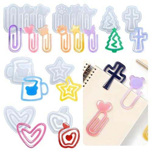 8 Stück Büroklammer Silikonformen,DIY-Silikonform für Lesezeichen in Form von Sternen,Herzen,Äpfeln und Weihnachtsbäumen 8 Stück Büroklammer Silikonformen,DIY-Silikonform für Lesezeichen in Form von Sternen,Herzen,Äpfeln und Weihnachtsbäumen von Xiyocadt
