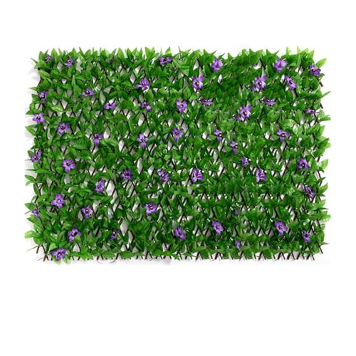 Erweiterbarer Zaun Sichtschutz, Spalierzaun mit Blättern und Blumen, Kunstpflanzen-Hintergrund für Dekoration, Balkon Terrasse im Freien Deko Faux Efeu Fechten Panel Pflanzenwand (3 Stück,70cm) von Xiyocadt