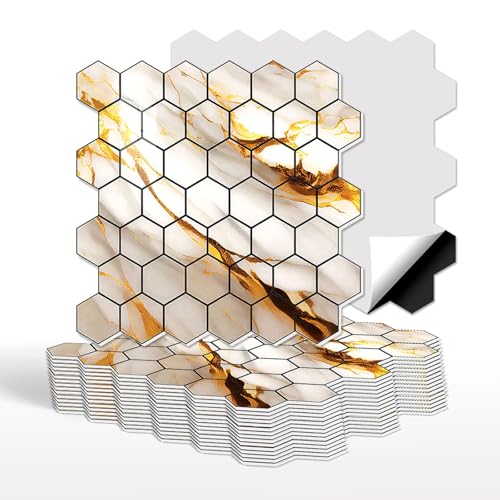 Fliesenaufkleber,30.5x30.5cm Wandfliese Aufkleber,PVC Fliesensticker,Wasserdicht Wandaufkleber, Fliesen Klebefolie Selbstklebend,Bad Wasserdicht Fliesendekor Aufkleber (C,30 Stück) von Xiyocadt