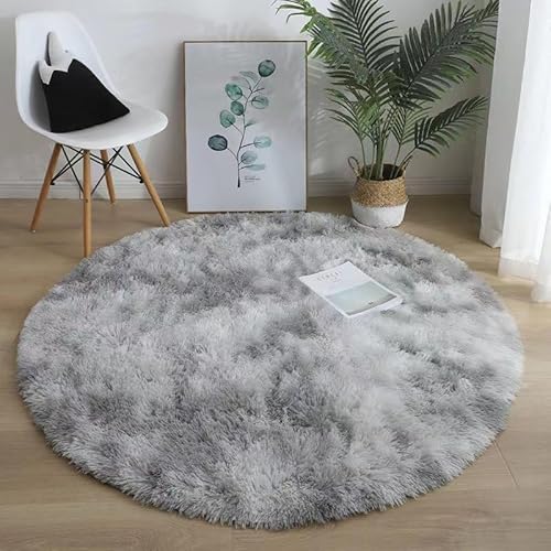 Runder Teppich Flauschige Rutschfeste Badematte Rund oder Bettvorleger Weicher Badteppich Für Wohnzimmer Badezimmer Kinderzimmer Auch Ideal Für Familien Mit Kindern Und Haustieren (Hellgrau1,80CM) von Xiyocadt