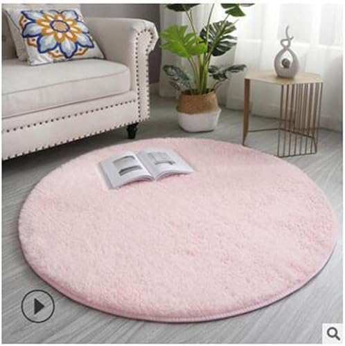Runder Teppich Flauschige Rutschfeste Badematte Rund oder Bettvorleger Weicher Badteppich Für Wohnzimmer Badezimmer Kinderzimmer Auch Ideal Für Familien Mit Kindern Und Haustieren (Hellrosa1,180CM) von Xiyocadt