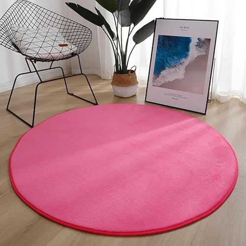 Runder Teppich Flauschige Rutschfeste Badematte Rund oder Bettvorleger Weicher Badteppich Für Wohnzimmer Badezimmer Kinderzimmer Auch Ideal Für Familien Mit Kindern Und Haustieren (Rosarot,100CM) von Xiyocadt
