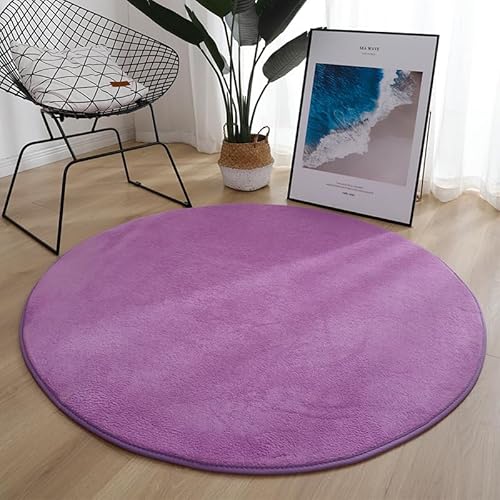 Runder Teppich Flauschige Rutschfeste Badematte Rund oder Bettvorleger Weicher Badteppich Für Wohnzimmer Badezimmer Kinderzimmer Auch Ideal Für Familien Mit Kindern Und Haustieren (Violett,160CM) von Xiyocadt