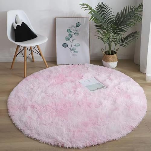 Runder Teppich Flauschige Rutschfeste Badematte Rund oder Bettvorleger Weicher Badteppich Für Wohnzimmer Badezimmer Kinderzimmer Auch Ideal Für Familien Mit Kindern Und Haustieren (Weiß-Rosa1,180CM) Runder Teppich Flauschige Rutschfeste Badematte Rund oder Bettvorleger Weicher Badteppich Für Wohnzimmer Badezimmer Kinderzimmer Auch Ideal Für Familien Mit Kindern Und Haustieren (Weiß-Rosa1,180CM) von Xiyocadt