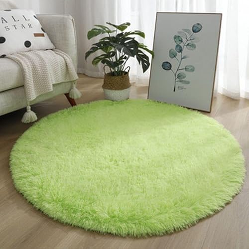 Runder Teppich Flauschige Rutschfeste Badematte Rund oder Bettvorleger Weicher Badteppich Für Wohnzimmer Badezimmer Kinderzimmer Auch Ideal Für Familien Mit Kindern Und Haustieren (Hellgrün1,180CM) Runder Teppich Flauschige Rutschfeste Badematte Rund oder Bettvorleger Weicher Badteppich Für Wohnzimmer Badezimmer Kinderzimmer Auch Ideal Für Familien Mit Kindern Und Haustieren (Hellgrün1,180CM) von Xiyocadt