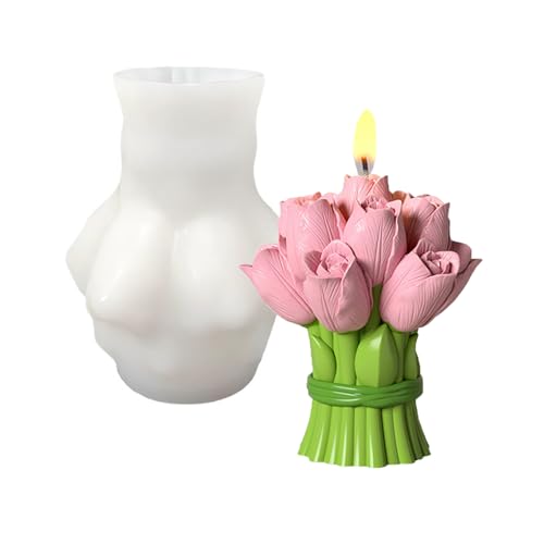 Silikonformen Gießformen,3D Tulpen Lilien Kerzen Formen Silikon Silikonform Blumen Gießformen Silikon Kerzenformen zum Gießen Silikonform Frühling für Kerzen Gips (Tulpen) von Xiyocadt