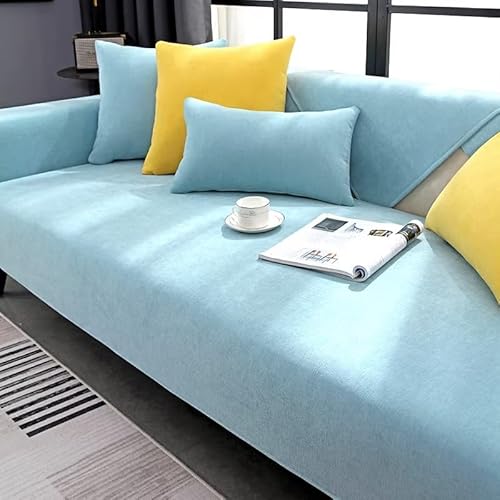 Solide Couch Abdeckung Chenille rutschfeste dicke weiche Sofa Abdeckung für Haustier Solide Sofa Schutz für U-Form L-Form Sektionssofa für 1 2 3 4 Sitzer Sofa (Light Blue,70*70cm/27.5*27.5in) von Xiyocadt