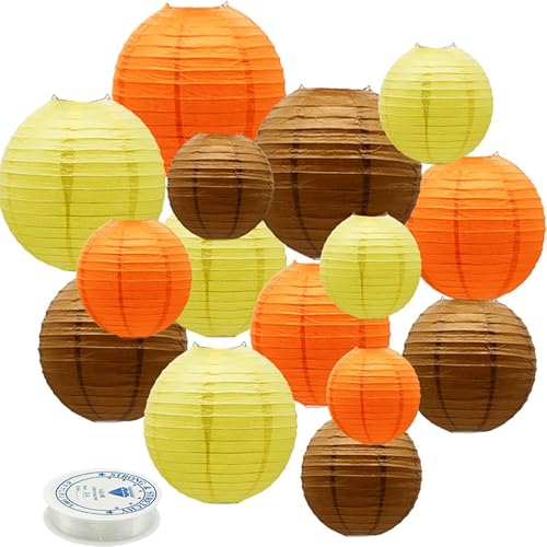Xiyocadt 15 Stück Papier Lampions Set, Papierlampion mit Aufhängeschnur, Hängende Papierlaternen für Hochzeit, Babyparty, Geburtstag (Erntedankfest) von Xiyocadt