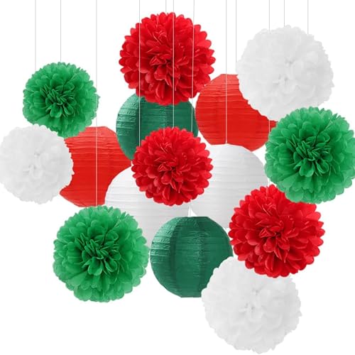 Xiyocadt 15 Stück Papier Lampions Set, Seidenpapier Pompons Deko, Hängende Papierlaternen für Hochzeit, Babyparty, Geburtstag Xiyocadt 15 Stück Papier Lampions Set, Seidenpapier Pompons Deko, Hängende Papierlaternen für Hochzeit, Babyparty, Geburtstag von Xiyocadt