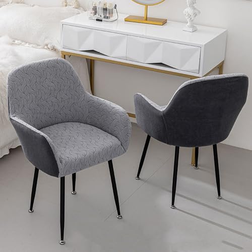 Xiyocadt 2 Stück Stuhlhussen mit Armlehne, Strech Bürostuhl Bezug, Farbkombination Sitzkissenbezug für Esszimmer und Schreibtischstühle (Hellgrau + Dunkelgrau) von Xiyocadt