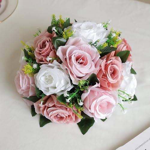 Xiyocadt 2er Set Künstliche Rosen Blumenkugel, 26 cm Künstliche Rosen Blumen, Seidenblumen Wie Echt für Tischdeko Hochzeitsmittelstücke (Hellrosa) von Xiyocadt
