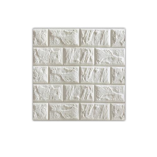 Xiyocadt 3D Tapete Wandpaneele Selbstklebend Ziegel,Steinoptik Tapete,Wasserdicht Wandaufkleber,Abnehmbarer Brick Wand Aufkleber für Küche, Schlafzimmer, Wohnzimmer (20 Stück,Weiß) von Xiyocadt