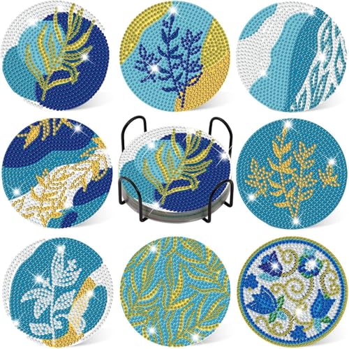 Xiyocadt 8 Stück Diamond Painting Untersetzer mit Halter, Diamond Painting Geeignet, DIY Niedliche Hund Diamant Kunst Untersetzer, Welpen Untersetzer rutschfest für Erwachsene, Kinder (8pcs,9tengye) von Xiyocadt