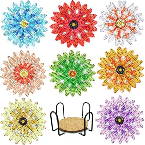 Xiyocadt 8 Stück Diamond Painting Untersetzer mit Halter, Diamond Painting Geeignet, DIY Niedliche Hund Diamant Kunst Untersetzer, Welpen Untersetzer rutschfest für Erwachsene, Kinder (8pcs,12huaduo) von Xiyocadt