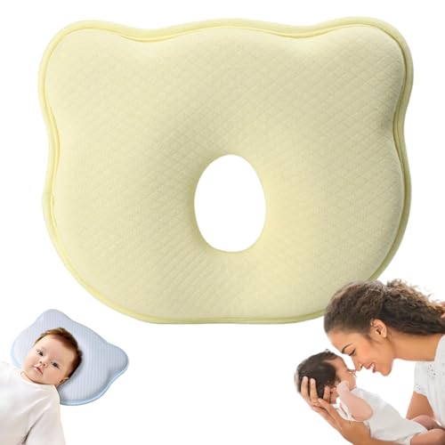 Xiyocadt Babykissen Kopfkissen Neugeborene Memory Foam Reisekissen Kinder Kissen Babykissen Gegen Plattkopf Mini Kissen für Baby Kleinkinder Nacken Lenden und Kniestütze (Gelb) von Xiyocadt