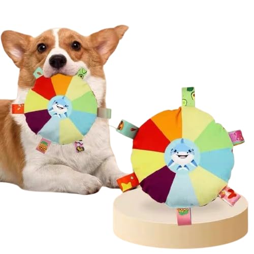 Xiyocadt Dog Flying Disc Toy Soft Rainbow Plush Flying Saucer Pet Toss Toy with Bell Interactive Fetch Training Toy for Small Medium Large Dogs, Durable Outdoor Puppy Chew Toy for Playtime (16CM,C) von Xiyocadt