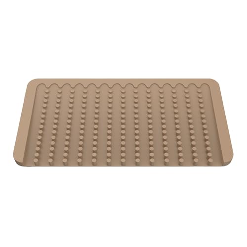 Xiyocadt Geschirr Abtropfmatte, 38.7x20.5 cm Silikon Abtropfunterlage, mit Effektiver Wasserumleitung und Rutschfestem Design, Abtropfmatte Spüle für Küchenspüle (Braun) von Xiyocadt