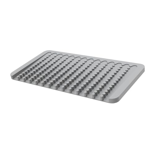 Xiyocadt Geschirr Abtropfmatte, 38.7x20.5 cm Silikon Abtropfunterlage, mit Effektiver Wasserumleitung und Rutschfestem Design, Abtropfmatte Spüle für Küchenspüle (Grau) von Xiyocadt