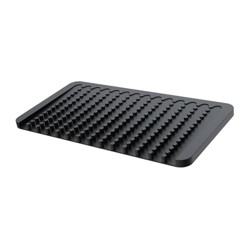 Xiyocadt Geschirr Abtropfmatte, 38.7x20.5 cm Silikon Abtropfunterlage, mit Effektiver Wasserumleitung und Rutschfestem Design, Abtropfmatte Spüle für Küchenspüle (Schwarz) von Xiyocadt