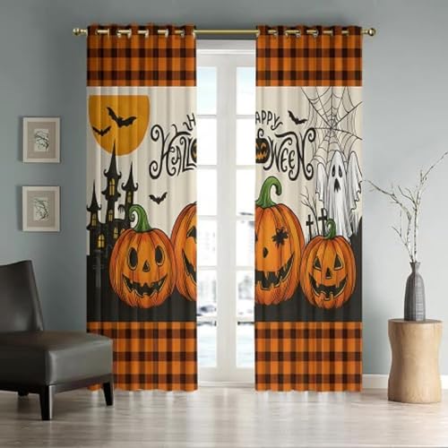 Xiyocadt Glücklicher Halloween Herbst Kürbis Kein Haken Duschvorhang mit Snap in Liner, Lustig Spooky Orange Badevorhang mit Doppelschichten wasserdicht Stoff und Mesh Top Fenster (Orange,W214xH160) Xiyocadt Glücklicher Halloween Herbst Kürbis Kein Haken Duschvorhang mit Snap in Liner, Lustig Spooky Orange Badevorhang mit Doppelschichten wasserdicht Stoff und Mesh Top Fenster (Orange,W214xH160) von Xiyocadt