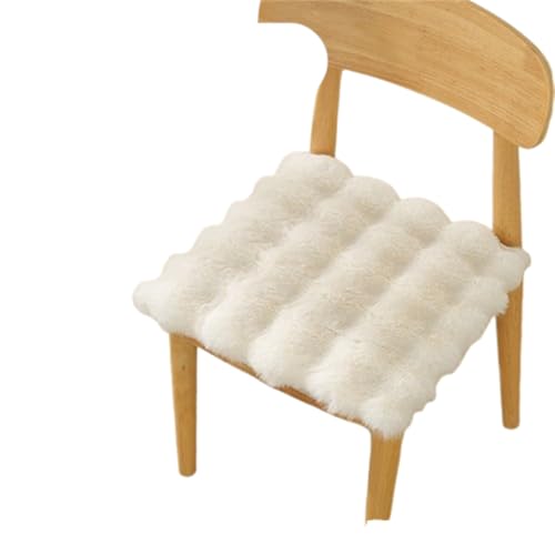 Xiyocadt Niedliches Stuhlkissen aus Plüsch, weiches Sitzkissen für Bürostühle, rutschfestes Rückenkissen mit Bändern, Bodenpolster für Sofa (40 * 40 * 4cm,milchig weiß) von Xiyocadt