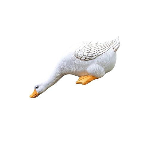 Xiyocadt Realistische Gans Ente Figur Statue Skulptur Tierfigur Gartenfigur Garten Deko, Gartendekoration Ente aus Kunstharz, Pool Skulptur Dekoration Tierfiguren Enten Garten Ornamente (heshui,25cm) von Xiyocadt