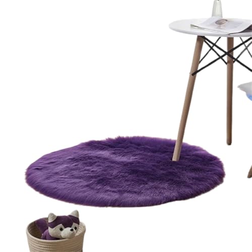 Xiyocadt Runder Kunstfell Teppich,Faux Lammfell Schaffell Teppich, Super Flauschiger und Weicher, Teppiche Rund für Schlafzimmer, Wohnzimmer, Lounge,Schlafzimmer Deko Wohnzimmer Waschbar (40CM,L) von Xiyocadt