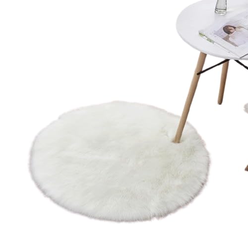 Xiyocadt Runder Kunstfell Teppich,Faux Lammfell Schaffell Teppich, Super Flauschiger und Weicher, Teppiche Rund für Schlafzimmer, Wohnzimmer, Lounge,Schlafzimmer Deko Wohnzimmer Waschbar (A,40CM) von Xiyocadt