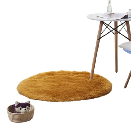 Xiyocadt Runder Kunstfell Teppich,Faux Lammfell Schaffell Teppich, Super Flauschiger und Weicher, Teppiche Rund für Schlafzimmer, Wohnzimmer, Lounge,Schlafzimmer Deko Wohnzimmer Waschbar (B,40CM) von Xiyocadt