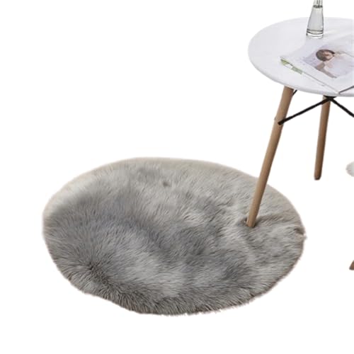Xiyocadt Runder Kunstfell Teppich,Faux Lammfell Schaffell Teppich, Super Flauschiger und Weicher, Teppiche Rund für Schlafzimmer, Wohnzimmer, Lounge,Schlafzimmer Deko Wohnzimmer Waschbar (E,30CM) von Xiyocadt