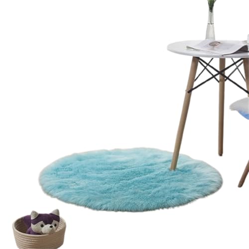 Xiyocadt Runder Kunstfell Teppich,Faux Lammfell Schaffell Teppich, Super Flauschiger und Weicher, Teppiche Rund für Schlafzimmer, Wohnzimmer, Lounge,Schlafzimmer Deko Wohnzimmer Waschbar (F,55CM) von Xiyocadt