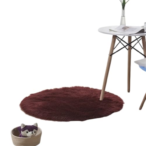 Xiyocadt Runder Kunstfell Teppich,Faux Lammfell Schaffell Teppich, Super Flauschiger und Weicher, Teppiche Rund für Schlafzimmer, Wohnzimmer, Lounge,Schlafzimmer Deko Wohnzimmer Waschbar (G,55CM) von Xiyocadt