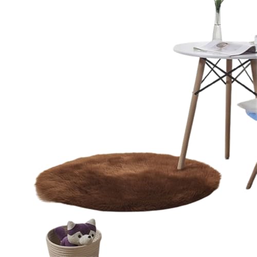 Xiyocadt Runder Kunstfell Teppich,Faux Lammfell Schaffell Teppich, Super Flauschiger und Weicher, Teppiche Rund für Schlafzimmer, Wohnzimmer, Lounge,Schlafzimmer Deko Wohnzimmer Waschbar (H,50CM) von Xiyocadt