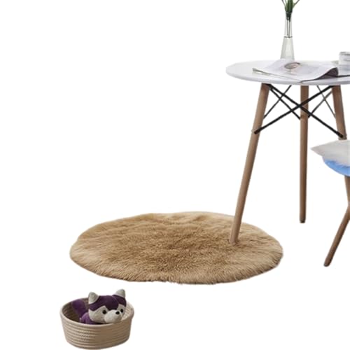 Xiyocadt Runder Kunstfell Teppich,Faux Lammfell Schaffell Teppich, Super Flauschiger und Weicher, Teppiche Rund für Schlafzimmer, Wohnzimmer, Lounge,Schlafzimmer Deko Wohnzimmer Waschbar (I,40CM) von Xiyocadt