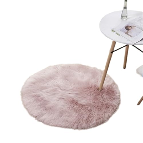 Xiyocadt Runder Kunstfell Teppich,Faux Lammfell Schaffell Teppich, Super Flauschiger und Weicher, Teppiche Rund für Schlafzimmer, Wohnzimmer, Lounge,Schlafzimmer Deko Wohnzimmer Waschbar (J,40CM) von Xiyocadt