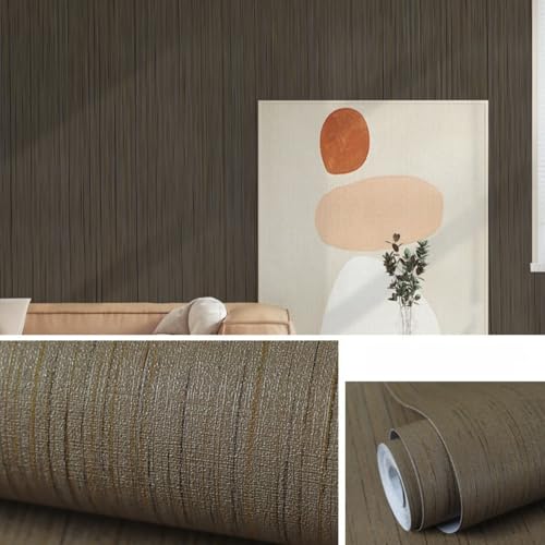 Xiyocadt Selbstklebend Tapete,Leinen Textur Selbstklebende Tapete,Wasserfeste Mustertapete,für Schlafzimmer Wohnzimmer Kabinett Wandverkleidung Zum Aufkleben (60x500cm,Braun) von Xiyocadt